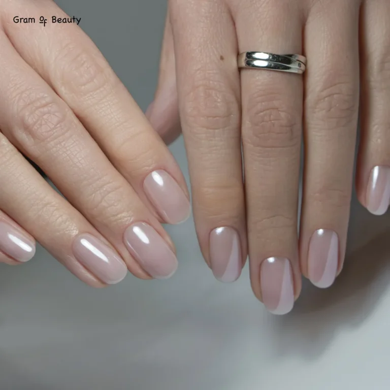 Manicure hybrydowy z py\u0142kiem per\u0142owym - salon Gram Of Beauty w Warszawie