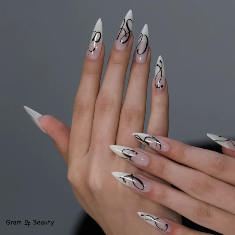 Przed\u0142u\u017canie paznokci \u017celem - french ze zdobieniem, salon Gram Of Beauty