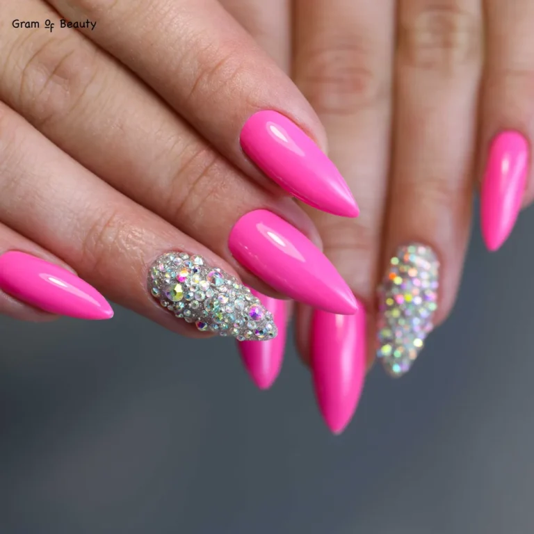 Uzupe\u0142nienie \u017celu - r\u00f3\u017cowe paznokcie z kryszta\u0142kami, Gram Of Beauty